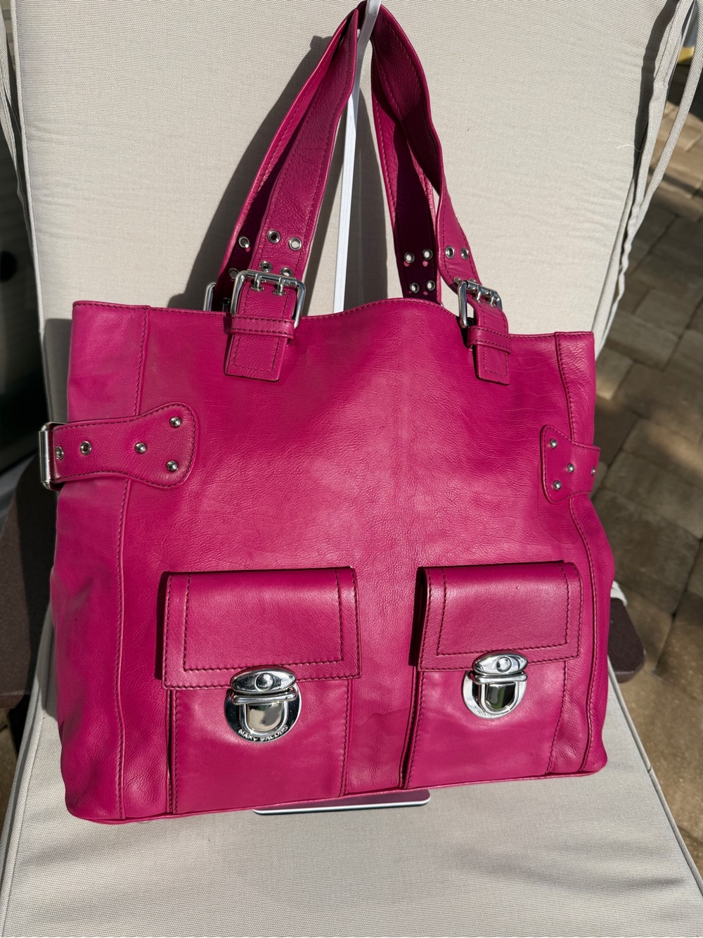 Marc Jacobs Hot Pink Leather Tote with Silver Hardware